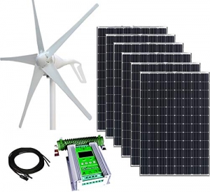 TrendlySolar 1000W Wind/Solar Kit - 400W Wind Turbine + 6x100W Mono Solar Panel + 24V Hybrid MPPT Contr.
